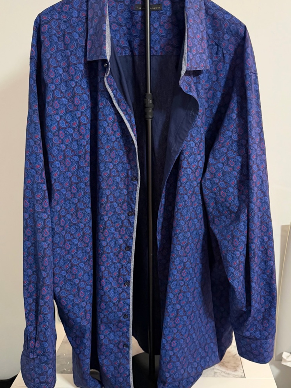 Men's Blue Paisley Button-Up Dress Shirt